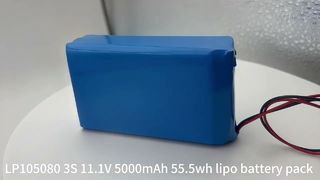 MSDS-gecertificeerd lithium-polymeer batterijpakket 105080-3S 11,1 V 5000 mAh 55,5 Wh lipo-batterijen