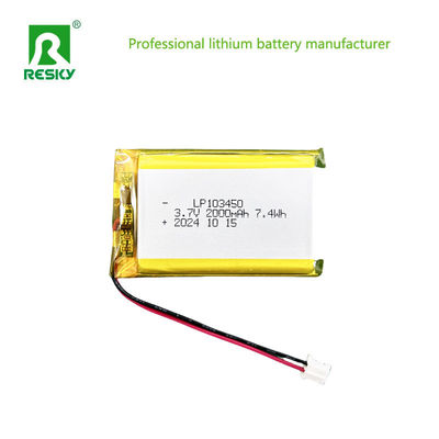 kopen Prismatische Lithium Polymer Battery Pack 103450 3.7V 1800mAh 2000mAh Voor verwarmde handschoenen online manufacture