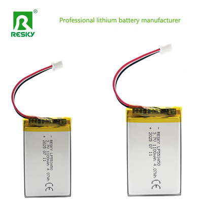 kopen Lithium-polymeer accupack 553450 3.7V 7.4V 1100mAh 1200mAh voor camera's en projectoren online vervaardiging