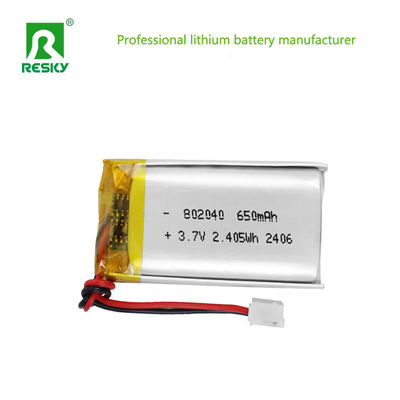 kopen Lithium-polymer batterijpakket 802040 3.7V 7.4V 650mAh 2.4wh Power Li-polymer batterijen voor ledlamp online vervaardiging