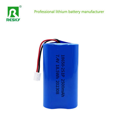 kopen Lithium Ion Battery 18650 2s 7.4V 2500mAh 18.5wh Li-ion Rechargeable Batteries online vervaardiging