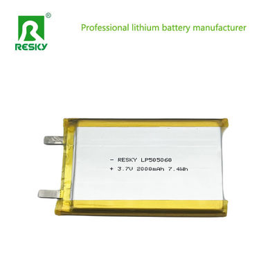 Vermogen Lithium Polymer Battery Cell 505060 2000mAh 7.4wh 3.7V Voor medisch apparaat
