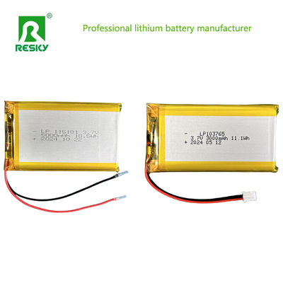 Solar Lithium Polymer Battery Cell 103765 3.7V 7.4V 3000mAh 11.1wh Met Jst Connector