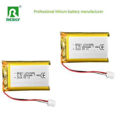 Flat Lithium Polymer Battery Cell 523450 603450 803450 103450 3.7v 2000mAh Lipo-batterijen