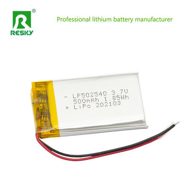 Oplaadbare zonne-lithiumbatterijcel 502540 3.7v 500mAh 1.85wh Li-ionbatterij
