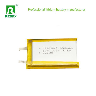 Vermogen Lithium Ion Cell 703048 3.7v 1000mAh 3.7wh Oplaadbare Lithium Li-Ion Polymer Battery