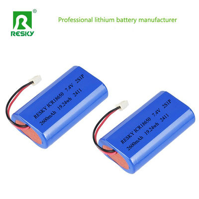 Lithium Batterij Cel 18650 Li-ion Batterij Pack 3.7v 7.4V 2600mAh 19.24wh Power Lithium Batterijen